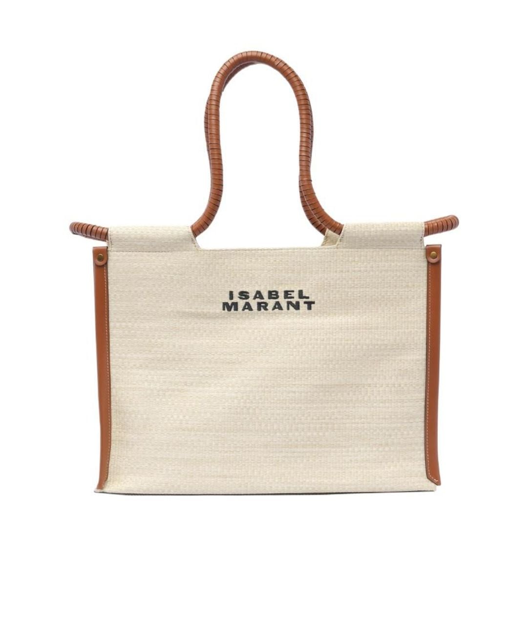 Isabel Marant Natural Logo Embroidered Tote Bag