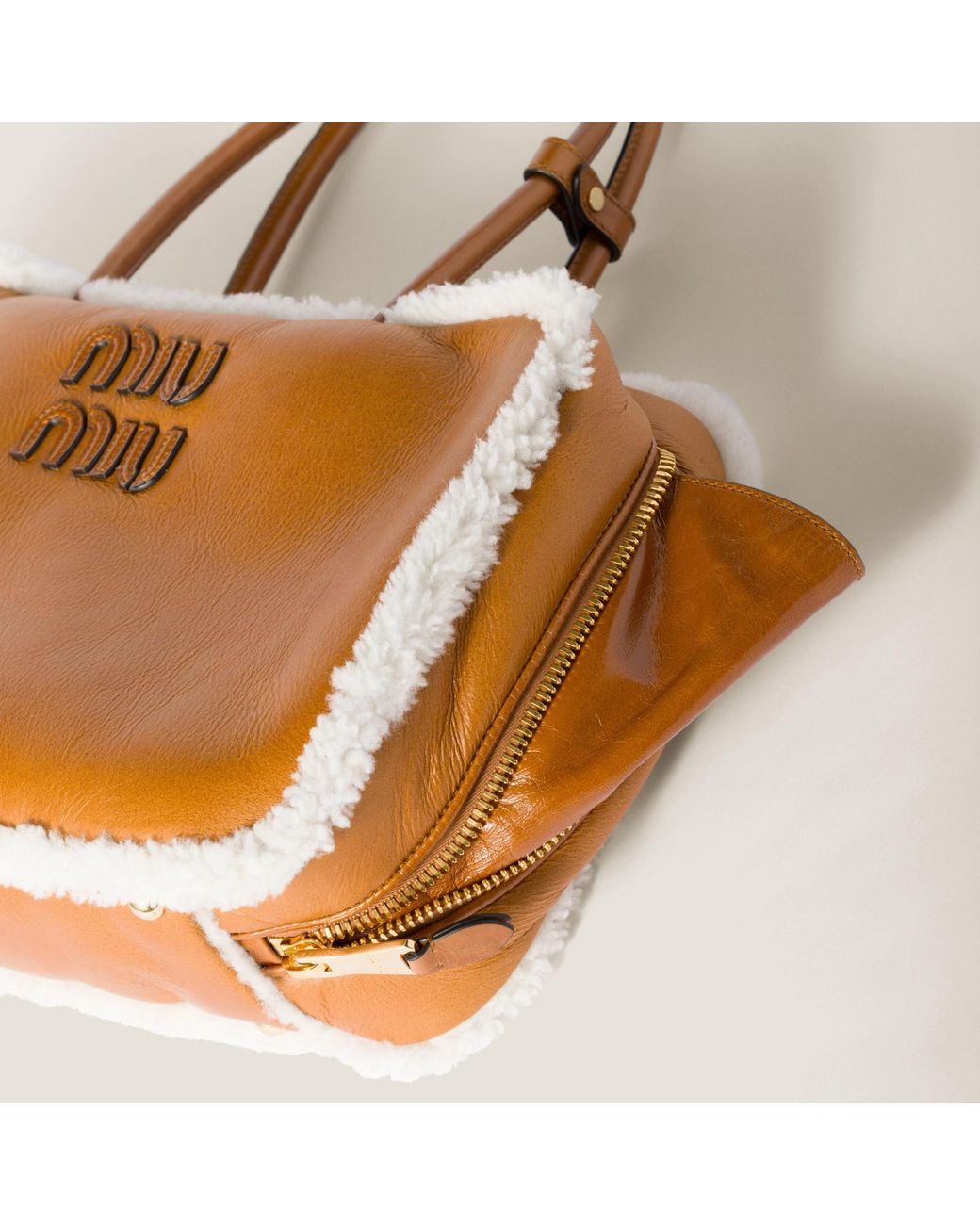 Miu Miu Multicolor Beau Shearling Top-Handle Bag
