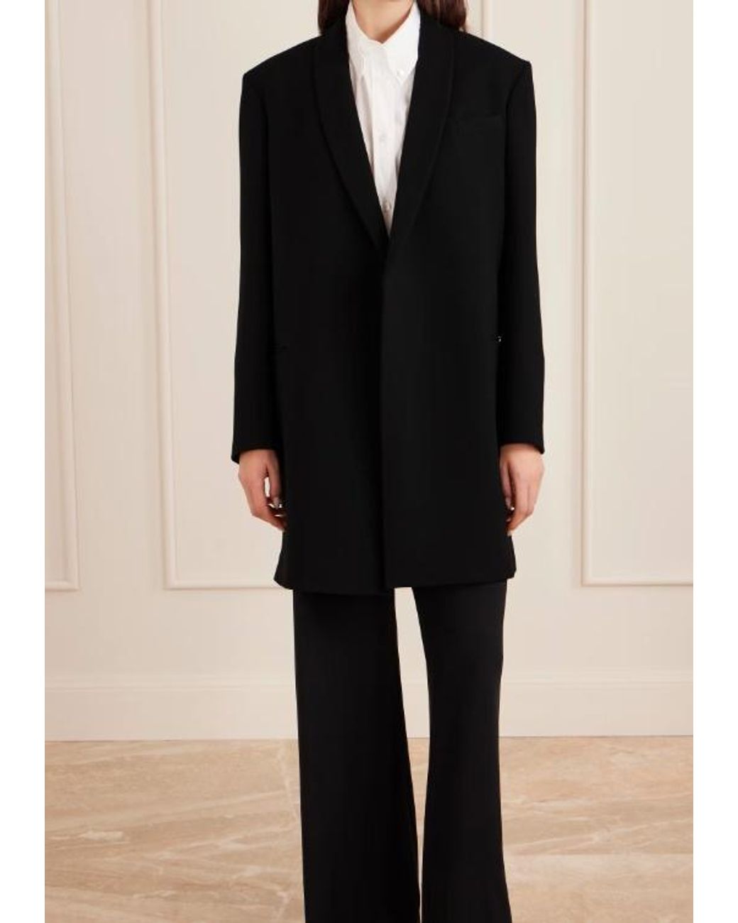 The Row Black Fedra Shawl-Lapel Coat