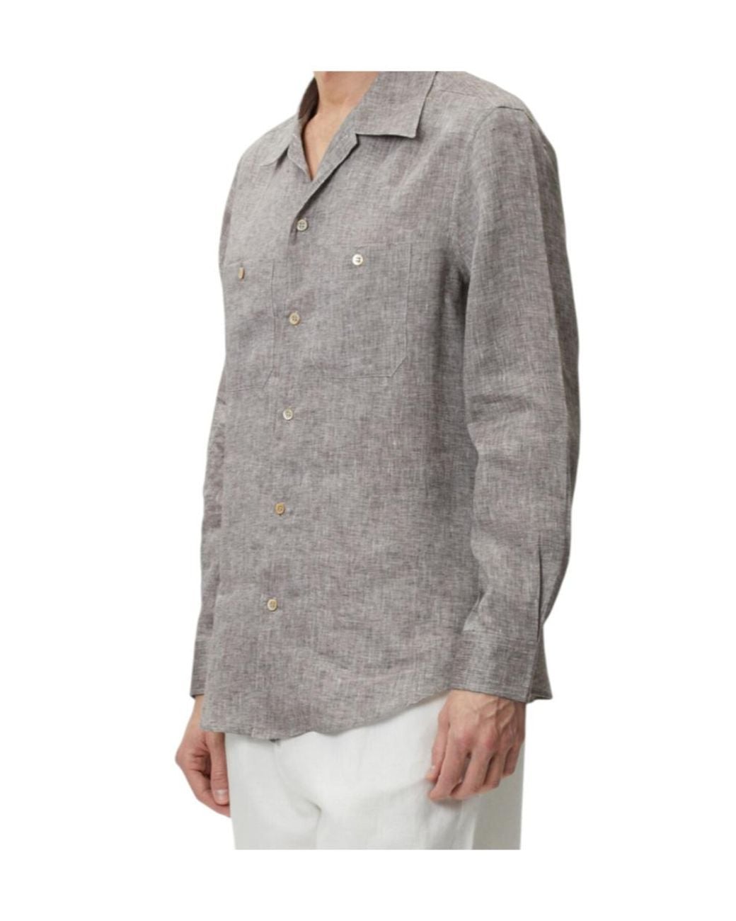 Brunello Cucinelli Gray Mélange-Effect Button-Up Shirt for men