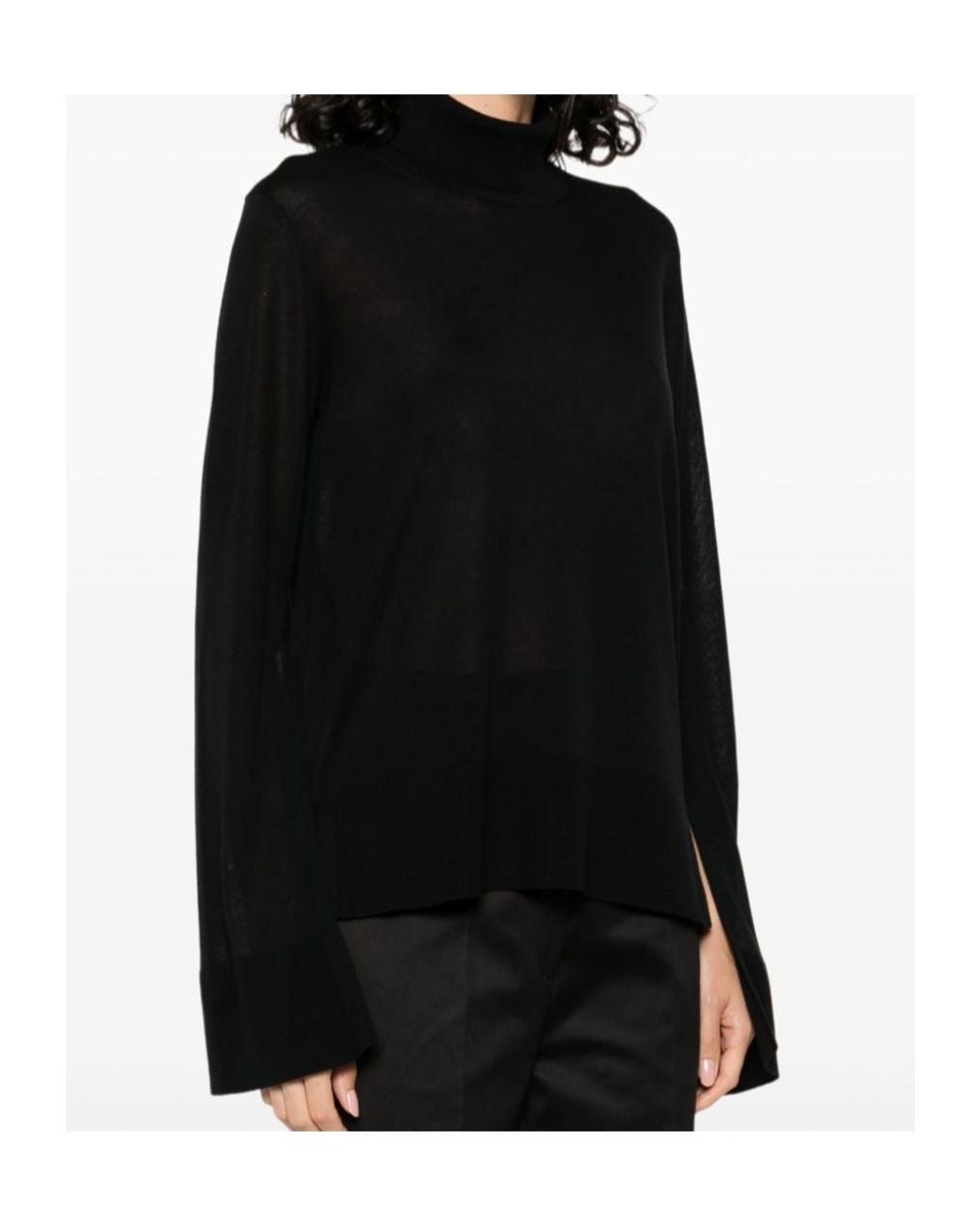 Totême  Black Turtleneck With Slits On The Sleeves