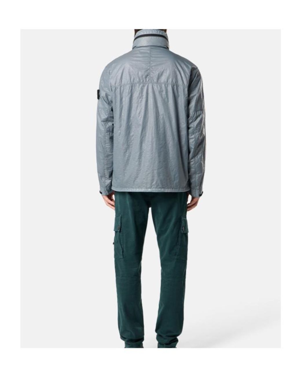 Stone Island Blue Hooded Jacket With Water-Resistant Membrane for men