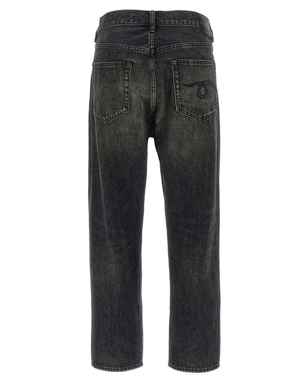 R13 Gray Crossover Distressed Jeans