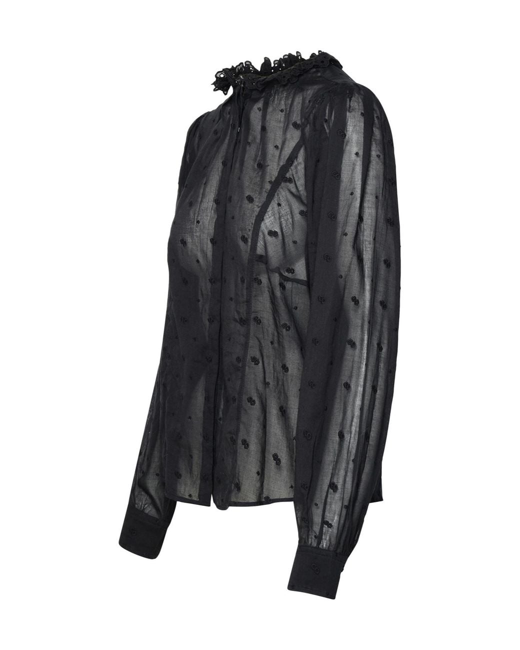 Isabel Marant Black Terzali Floral-Embroidered Blouse