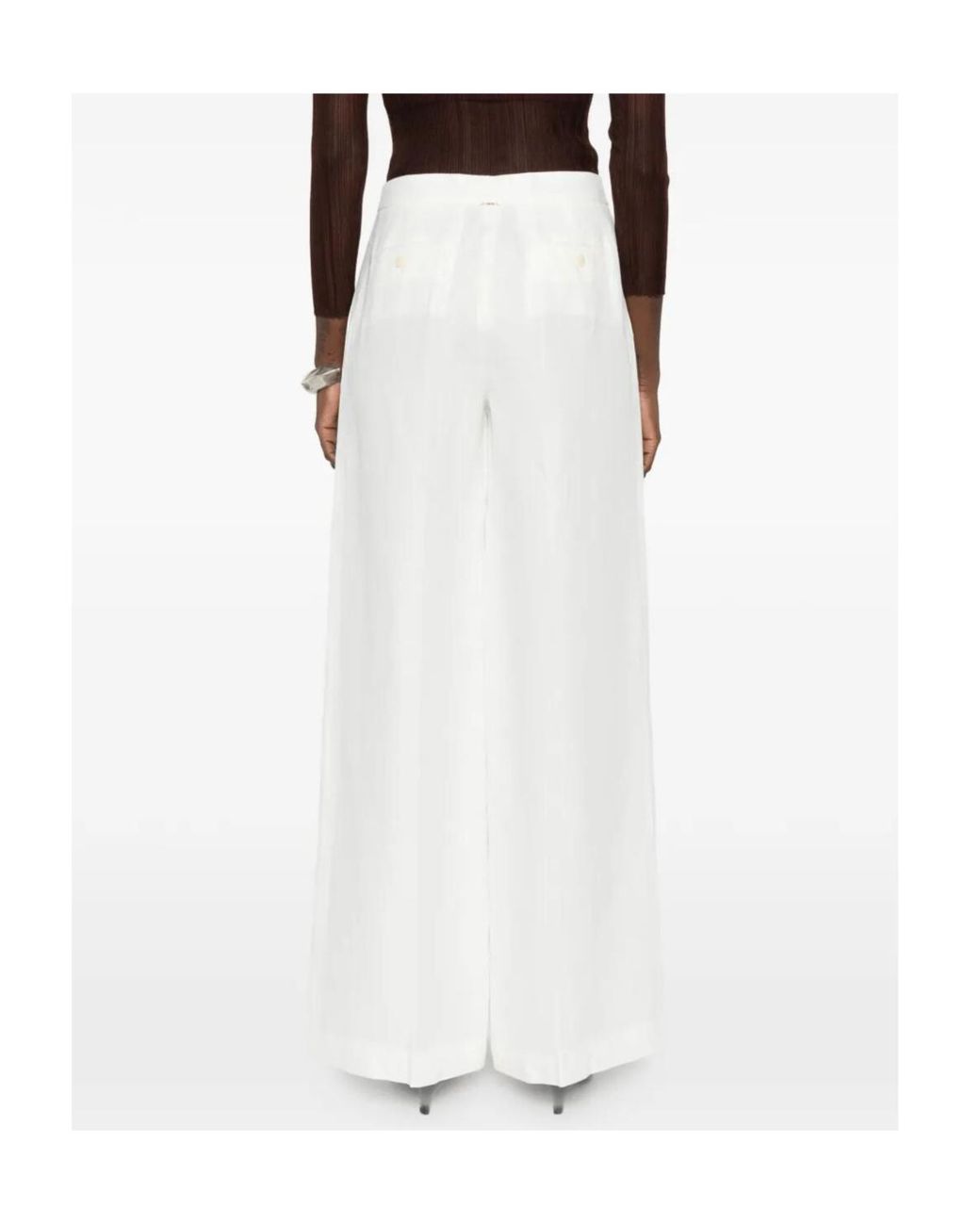 Twinset White Wide-Leg Tailored Trousers