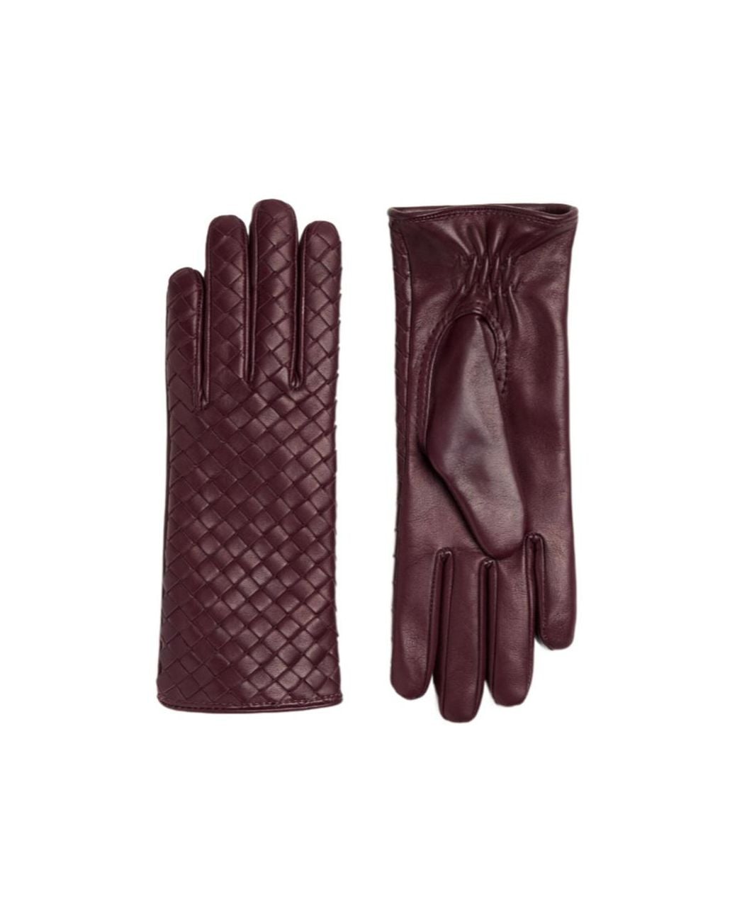 Bottega Veneta Purple Intrecciato Leather Gloves