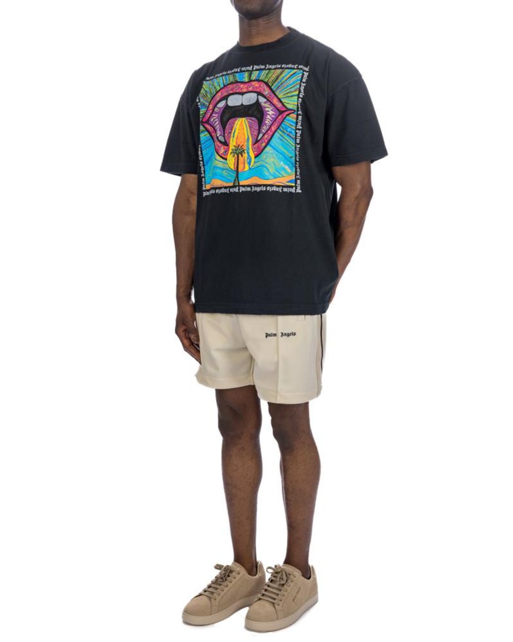 Palm Angels Multicolor Crazy Mouth Straight Hem T-Shirt for men