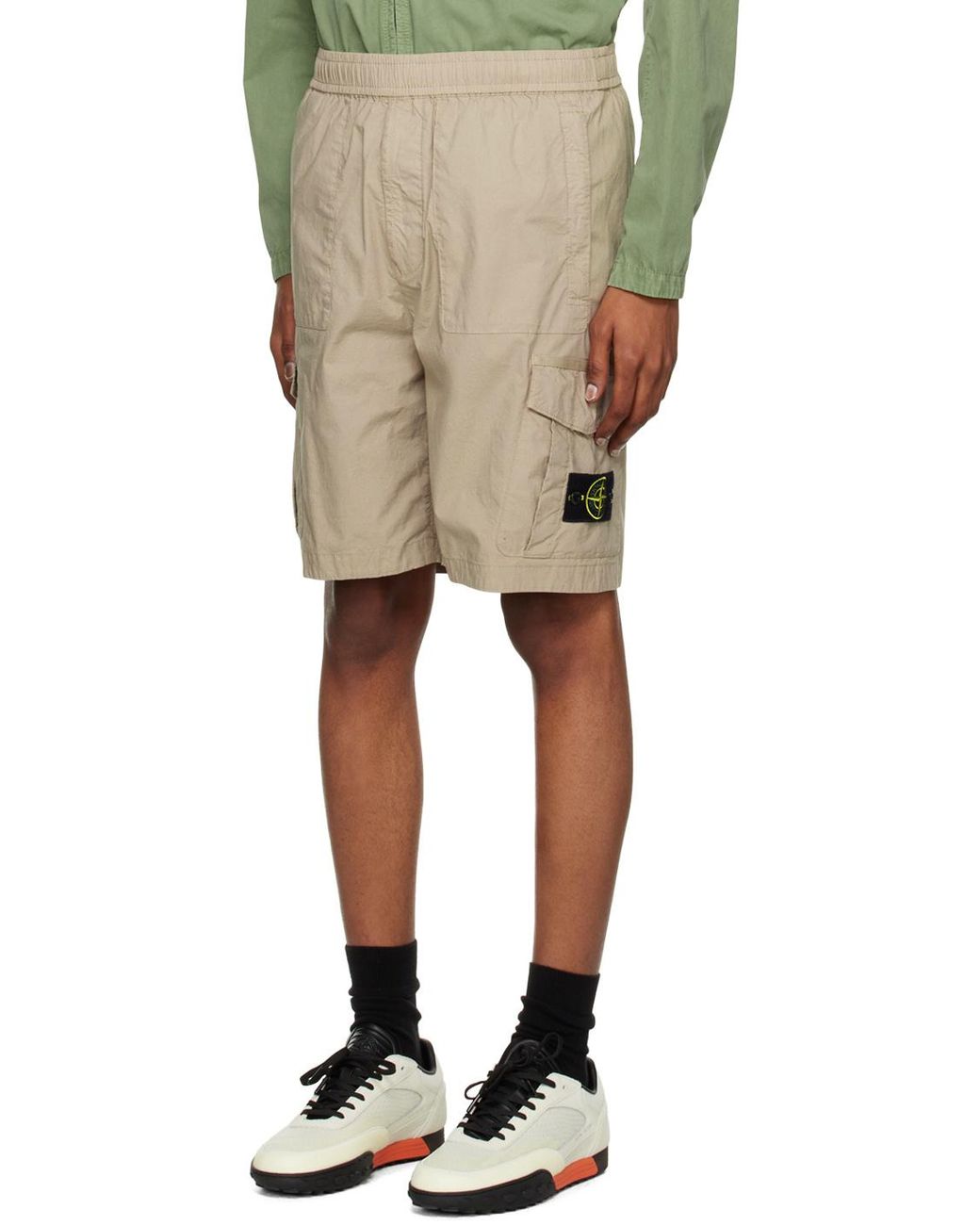 Stone Island Gray Compass Badge Bermuda Shorts for men