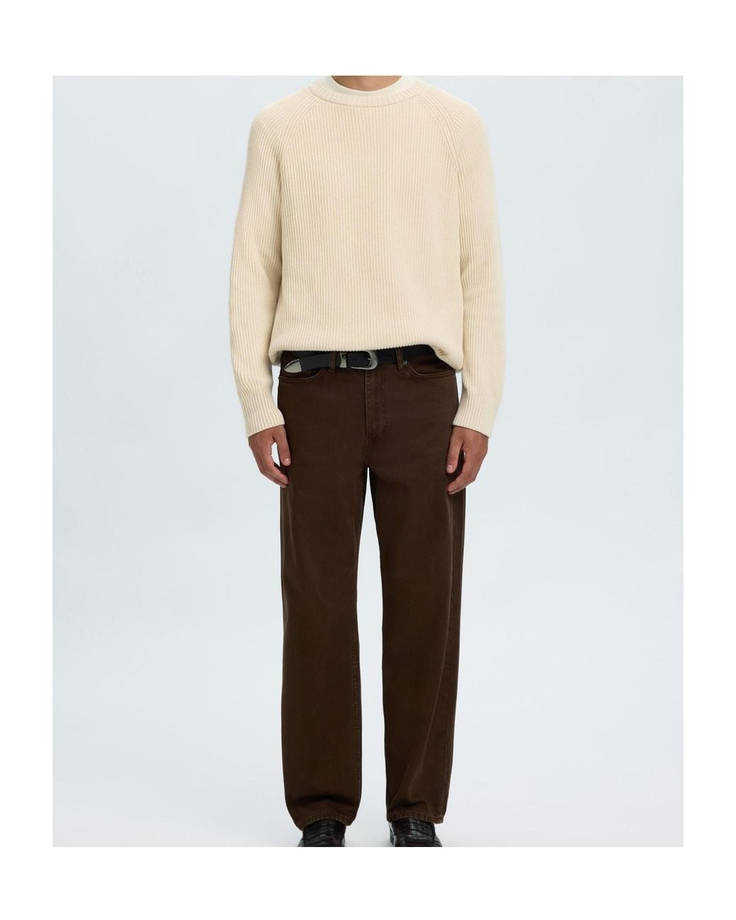 SELECTED Natural Cotton Knitted Pullover for men