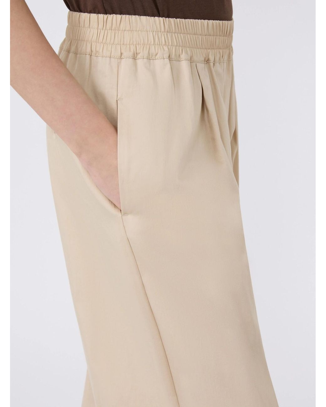 Weekend by Maxmara Natural Cotton Cropped Wide-Leg Trousers