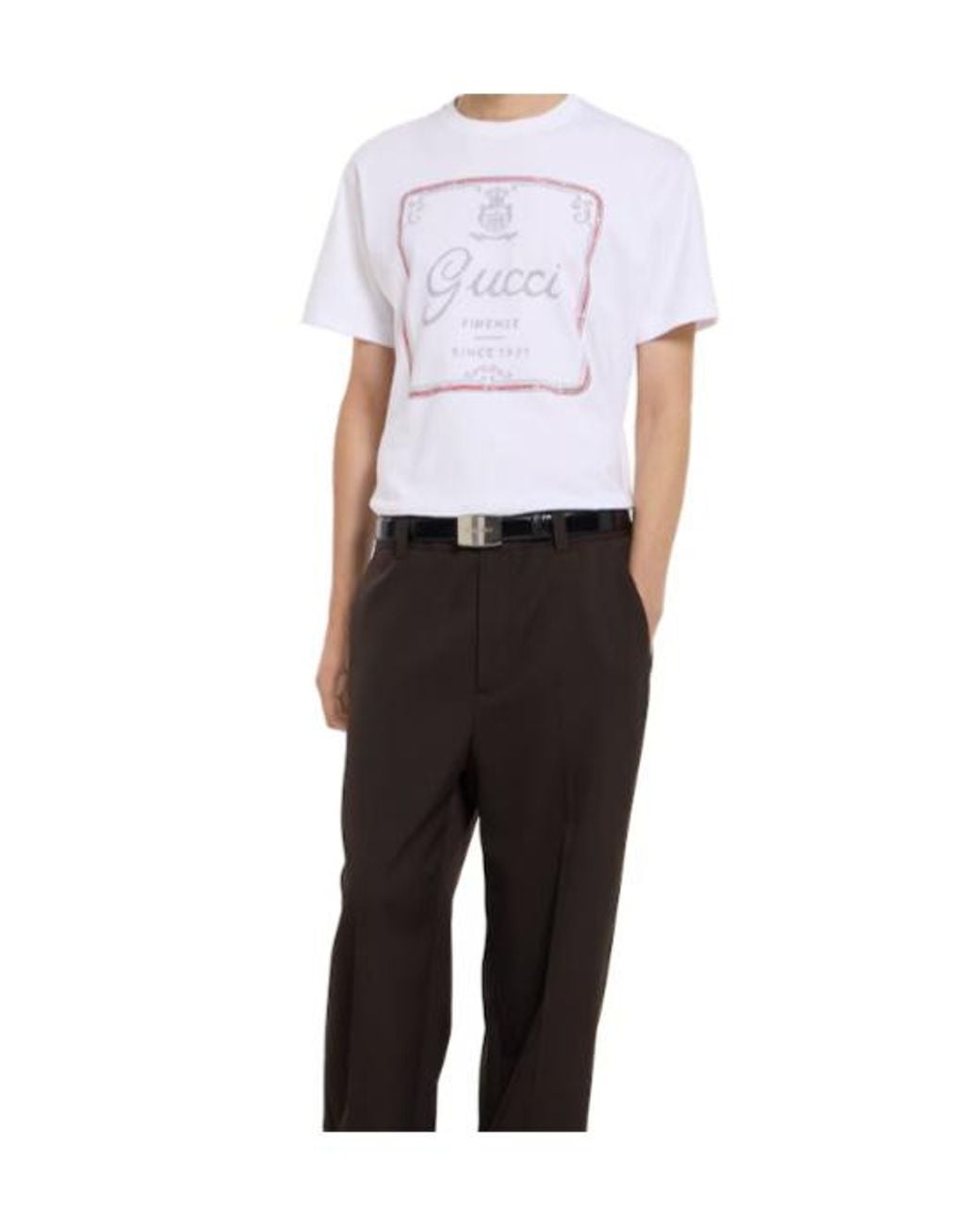 Gucci White Logo-Printed Crewneck T-Shirt for men
