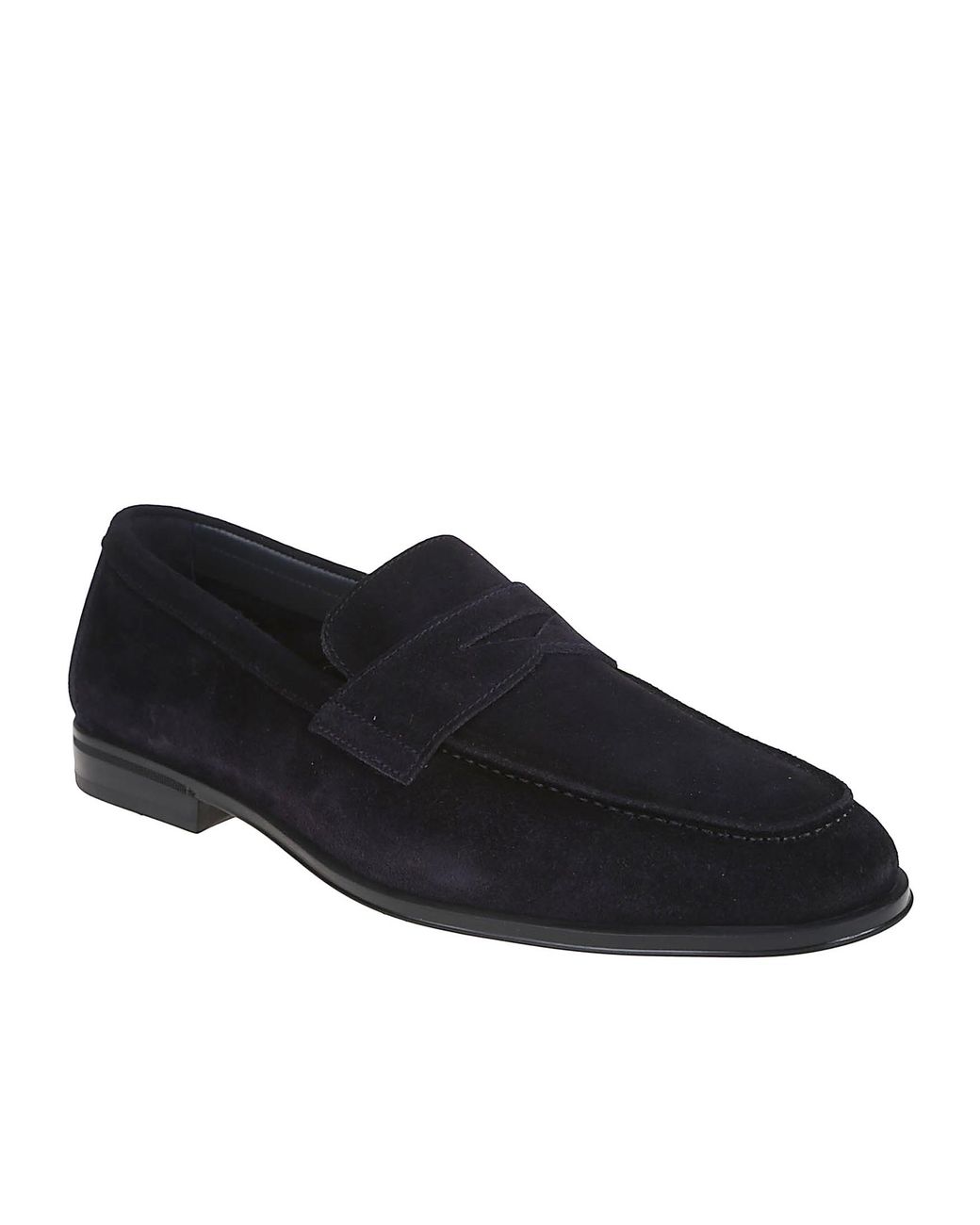 Doucal's Black Round Toe Loafers for men