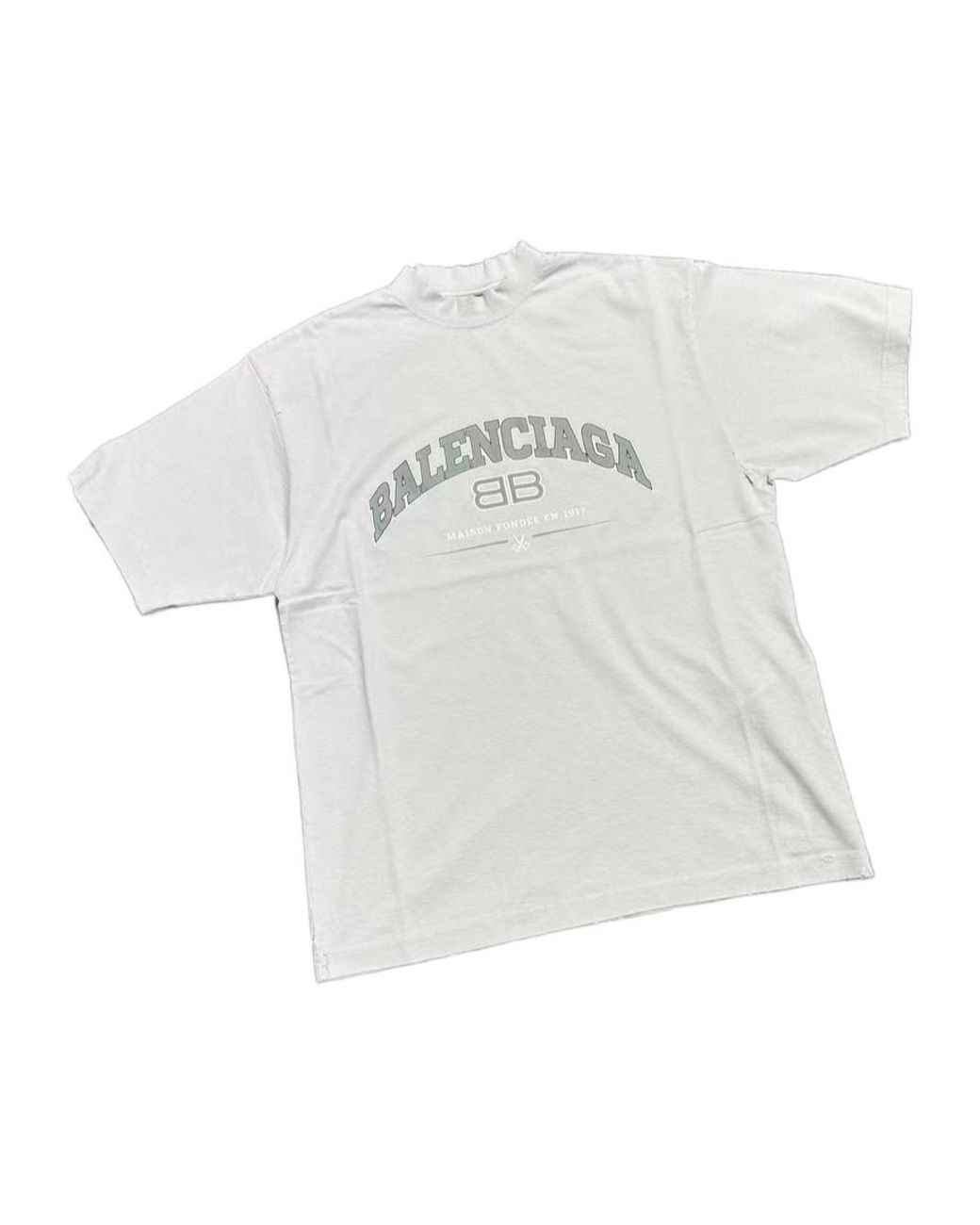 Balenciaga White Bb Logo Printed Used-Effect T-Shirt
