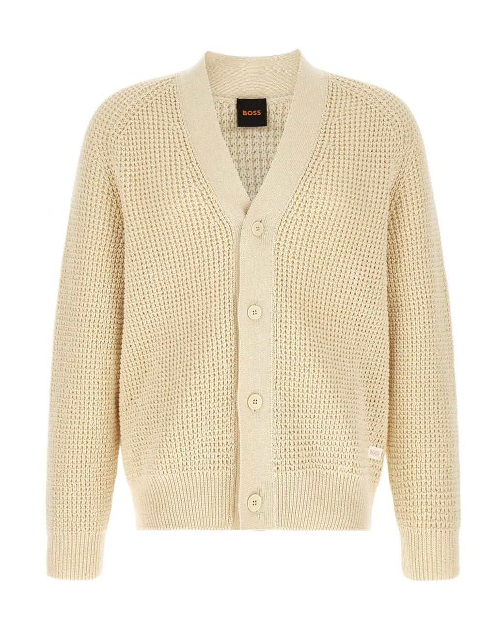 Boss Natural Honeycomb Knit Cardigan for men