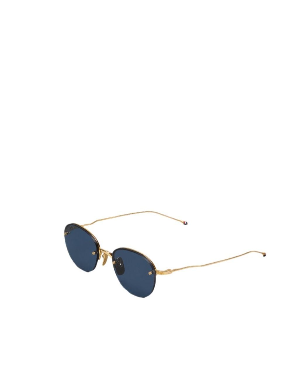 Thom Browne Blue Eyewear Semi Rimless Oval Sunglasses for men