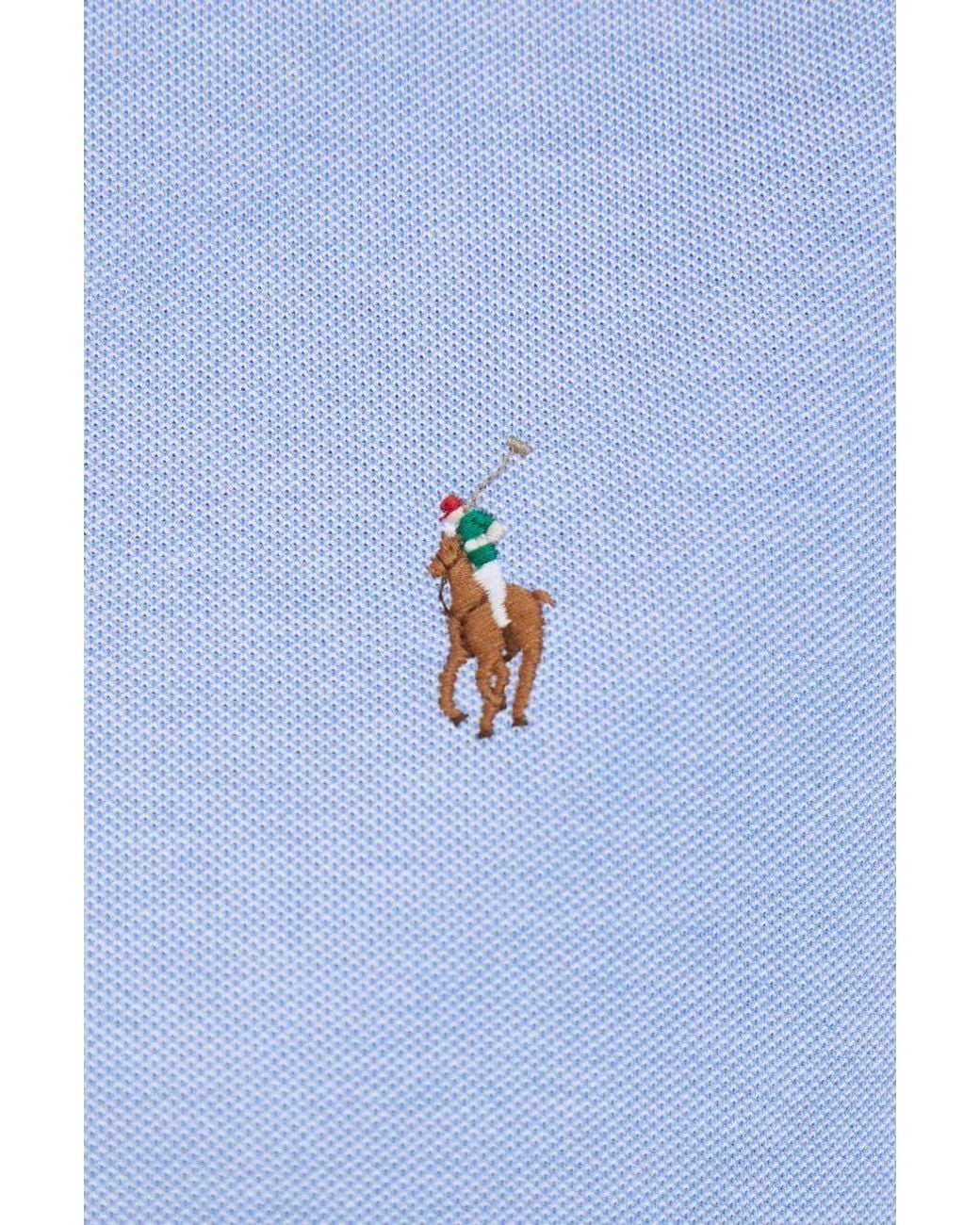Ralph Lauren Blue Polo Logo Embroidered Buttoned Shirt