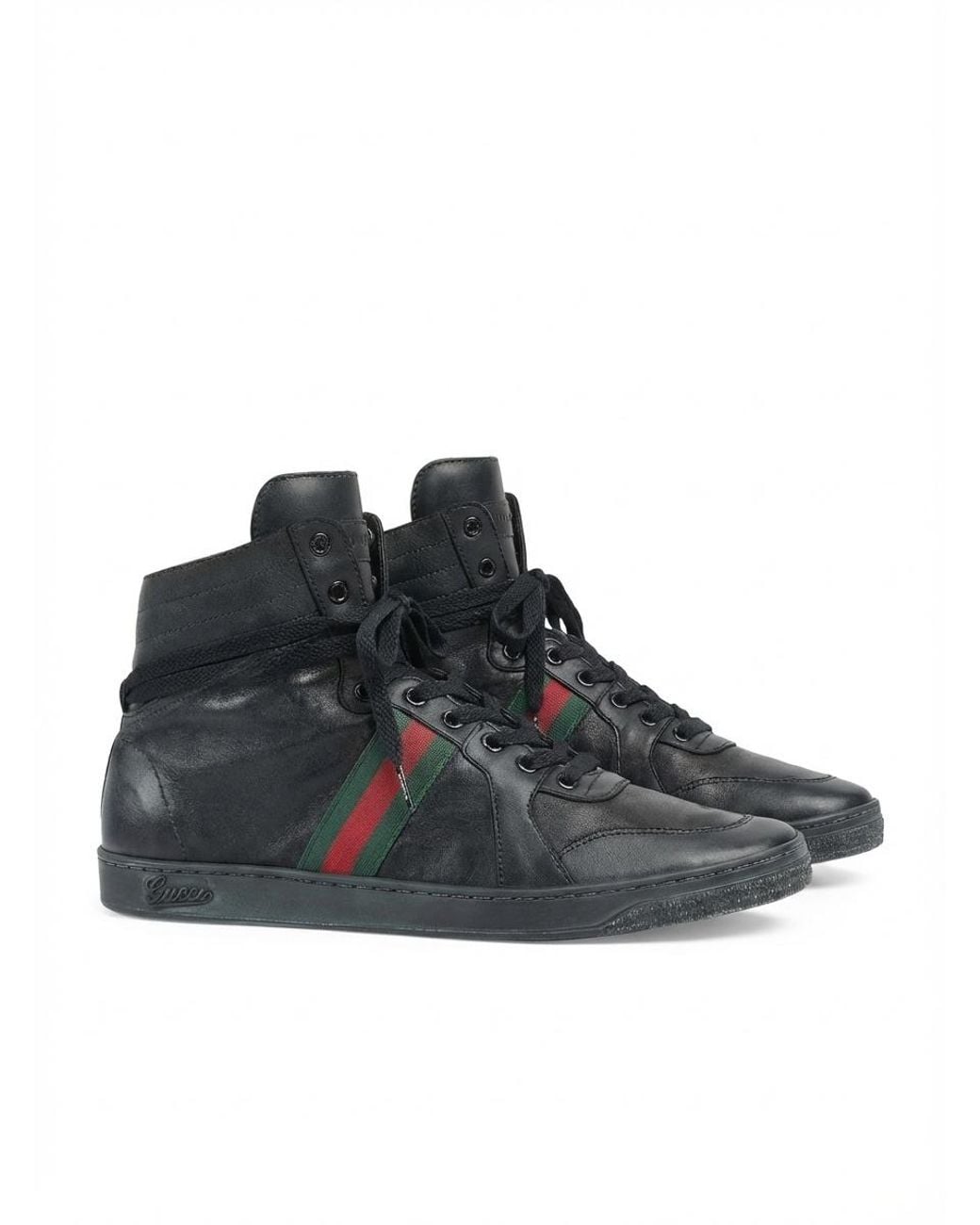 Gucci Black Stretch High-Top Sneaker, Leather for men