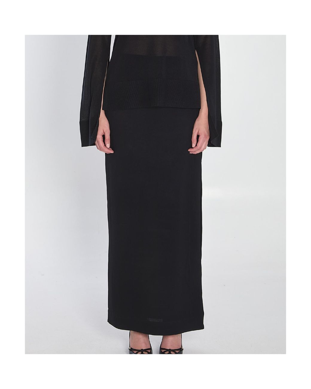 Totême  Black Totême Side Slit Slim Fit Midi Skirt