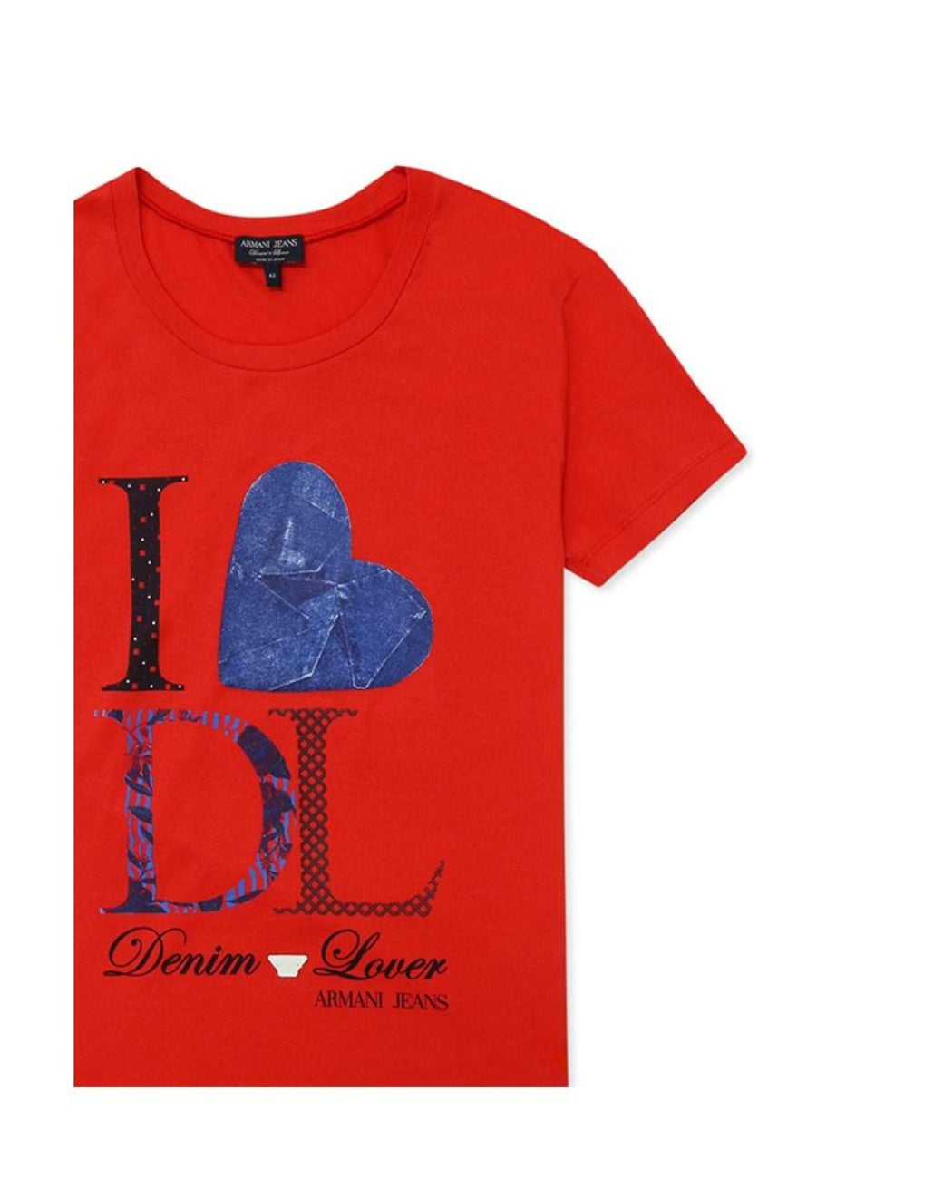 Armani Jeans Red Crew-Neck Logo T-Shirt