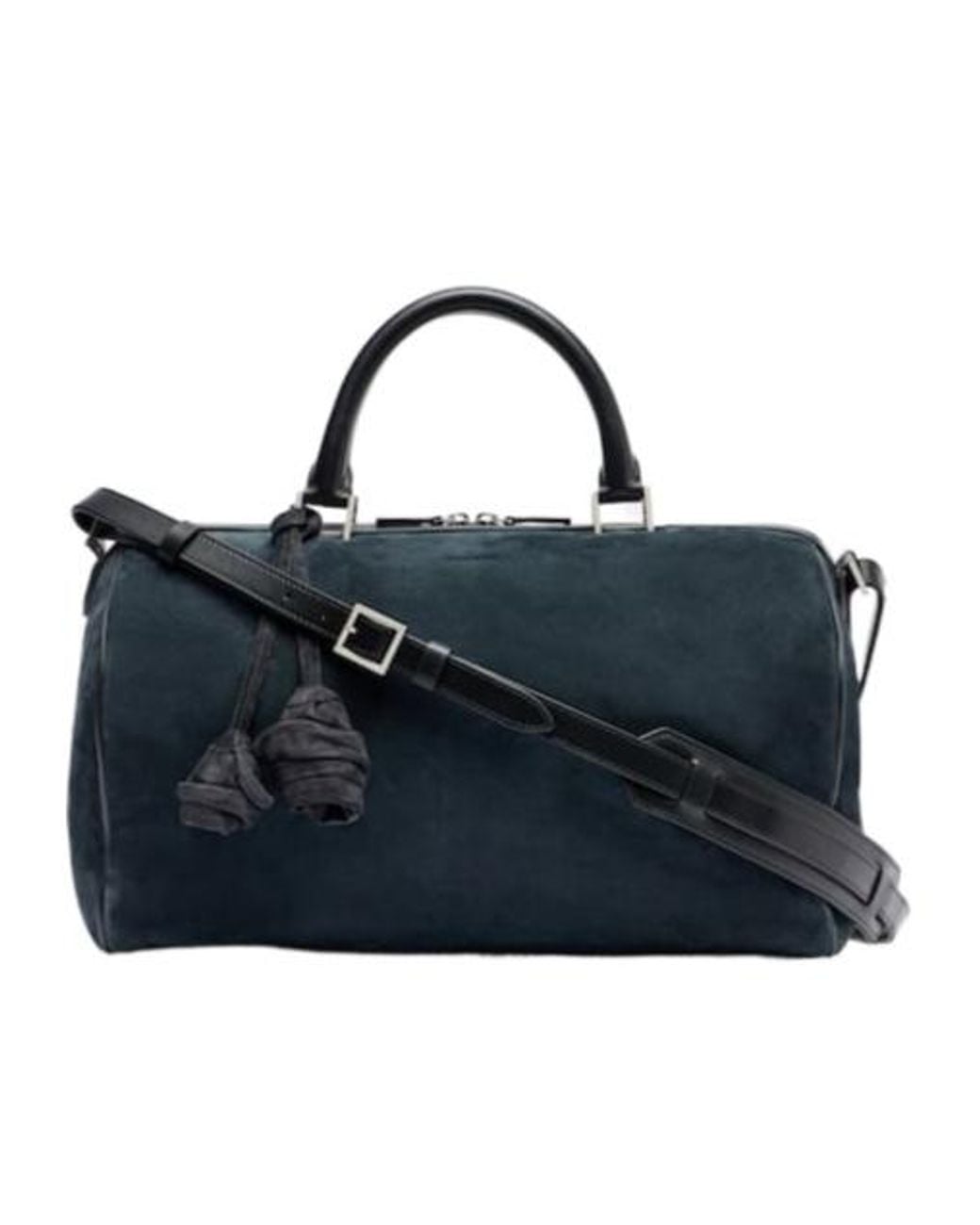 Magda Butrym Blue Varsovia Floral-Appliqué Suede Duffel Bag