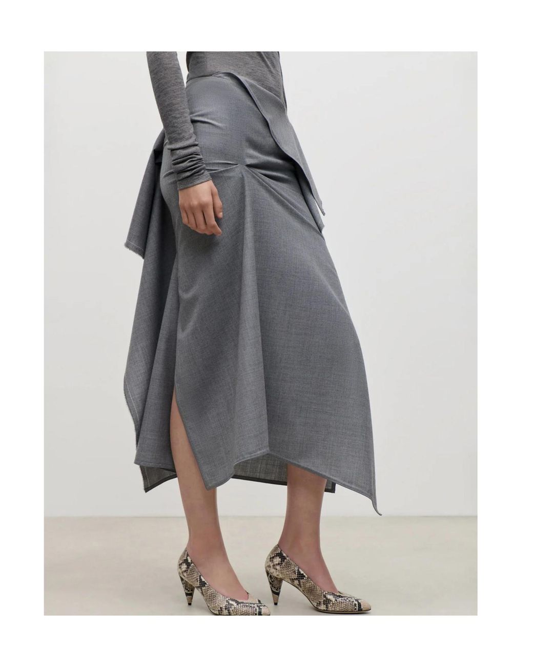 Victoria Beckham Gray Pleated Skirt