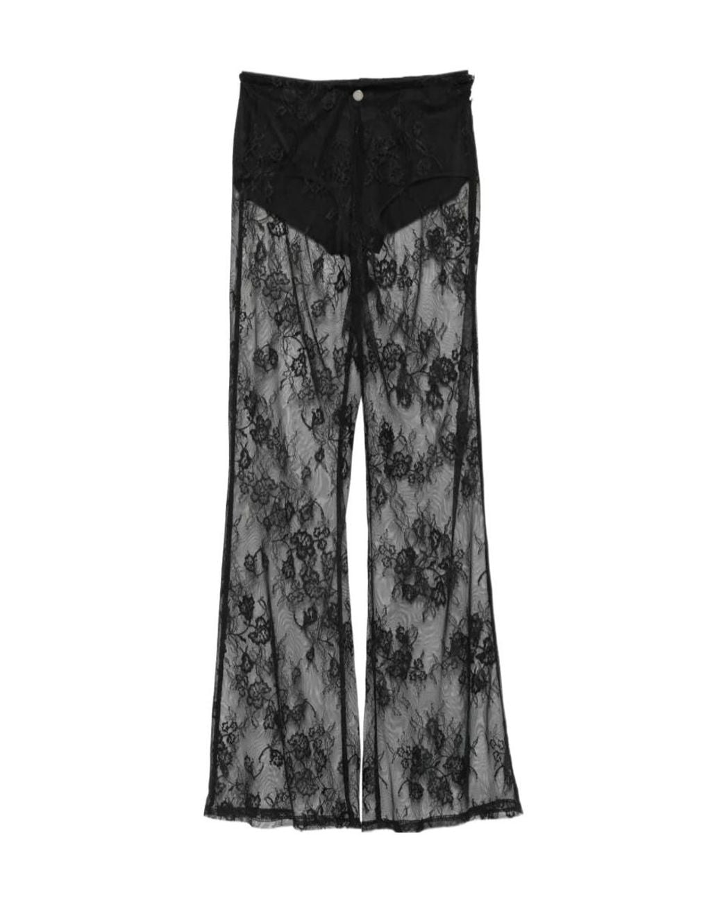 Patrizia Pepe Black Lace Flared Casual Trousers