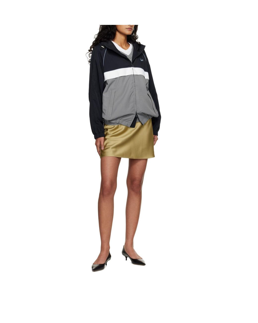 DUNST Blue Hooded Colourblock Windbreaker