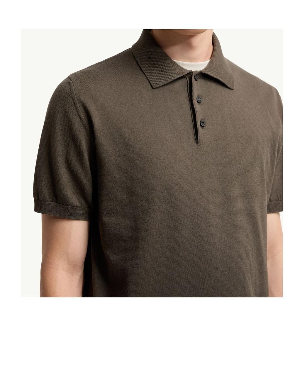 Moncler Brown Logo Cotton Knit Polo for men