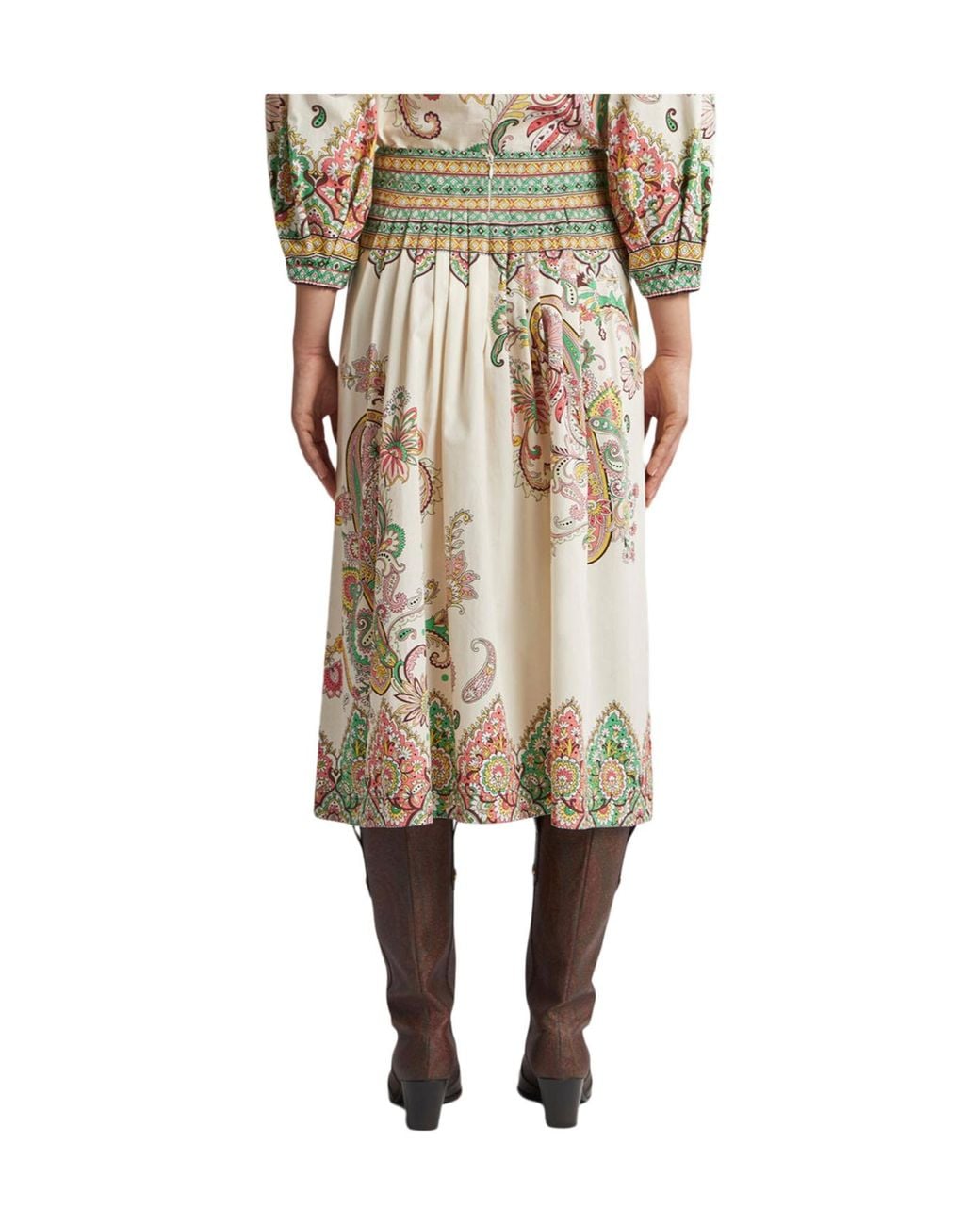 Etro White Floral Printed Midi Skirt