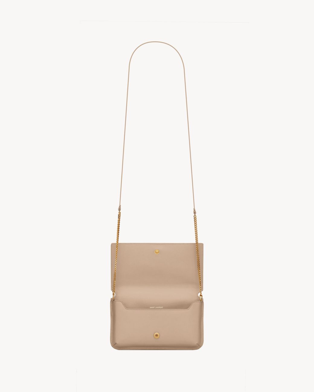 Saint Laurent White Monogram Smooth Leather Shoulder Strap Phone Pocket