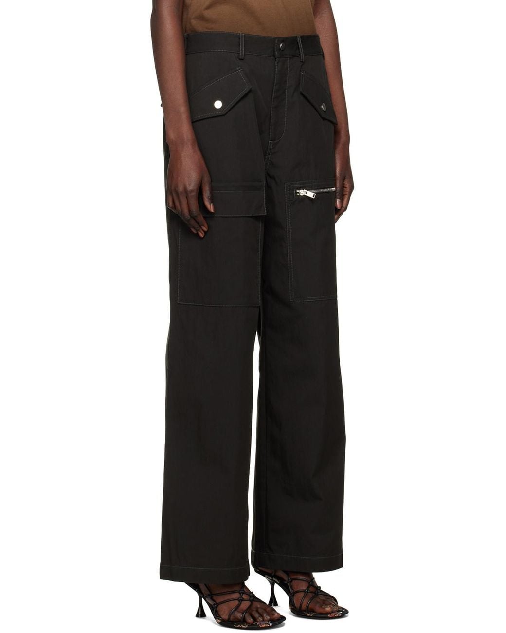 Dion Lee Black Multi-Pocket Straight-Leg Trousers