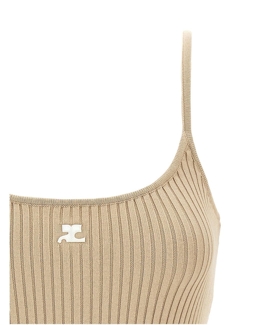 Courreges White Courrèges Ribbed-Knit Sleeveless Tank Top