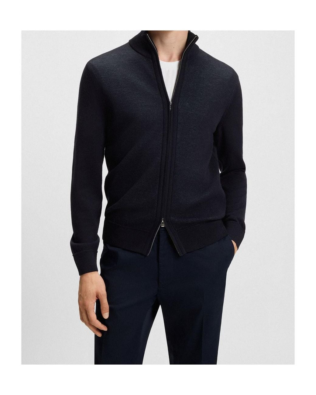 Boss Blue Boss Zip-Up High Neck Cardigan for men