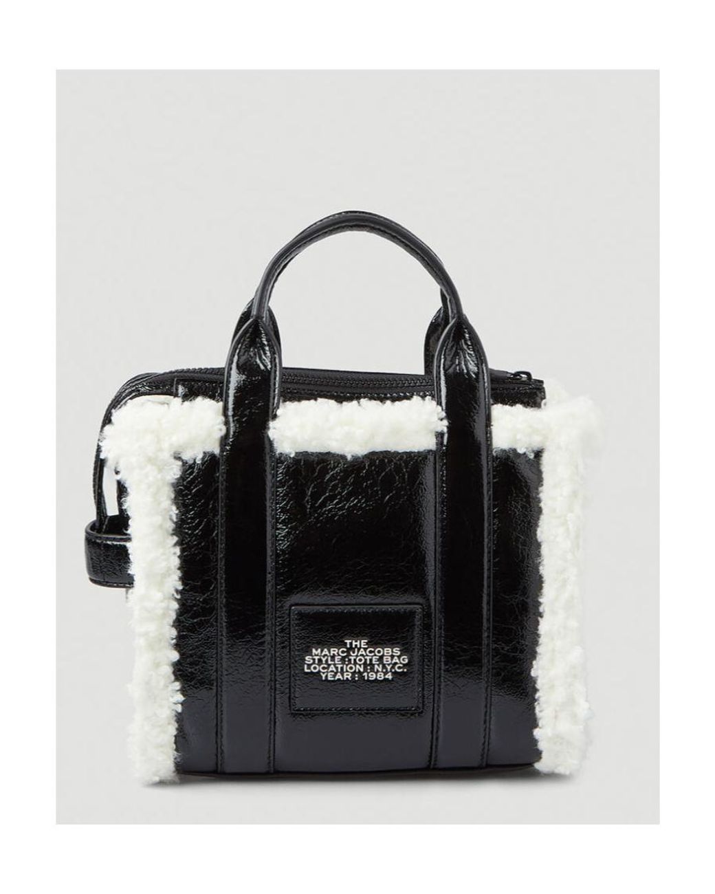 Marc Jacobs White The Crinkle Shearling Mini Tote