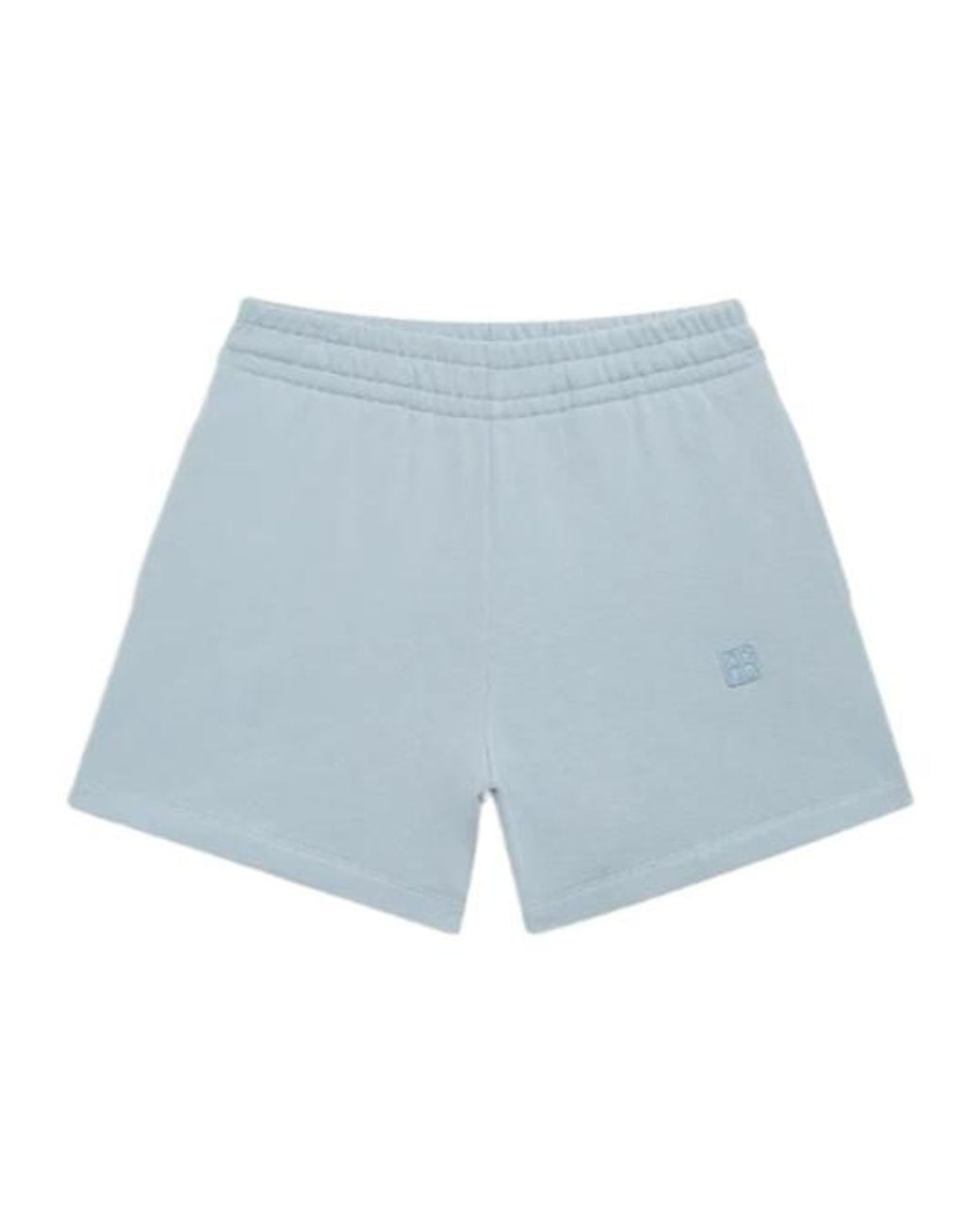 Anine Bing Blue Kam Monogram-Embroidered Shorts