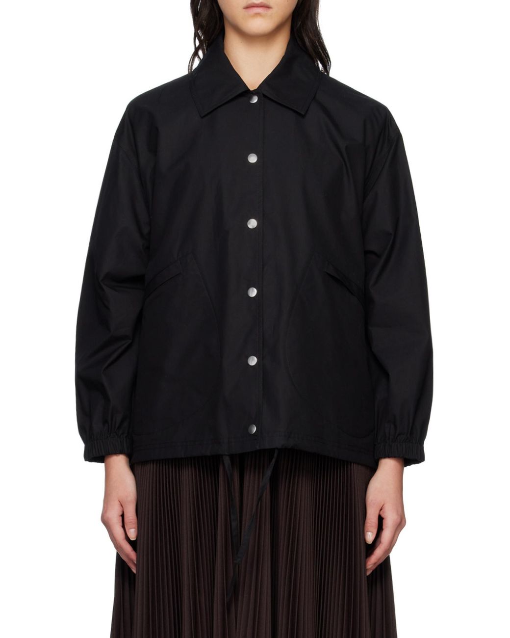 Jil Sander Blue Logo-Printed Drawstring Shirt Jacket