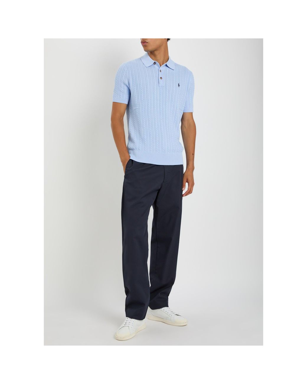 Polo Ralph Lauren Blue Jigsaw-Knit Polo Shirt for men