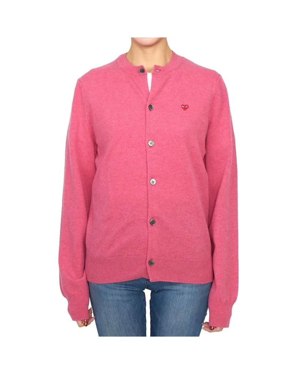 COMME DES GARÇONS PLAY Pink Wool Cardigan