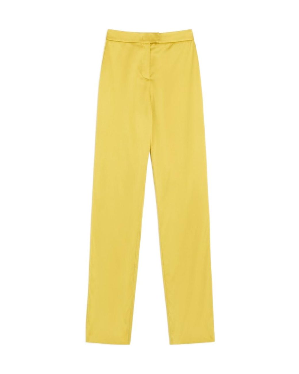 Valentino Yellow Double Duchesse Stretch Straight Leg Pants