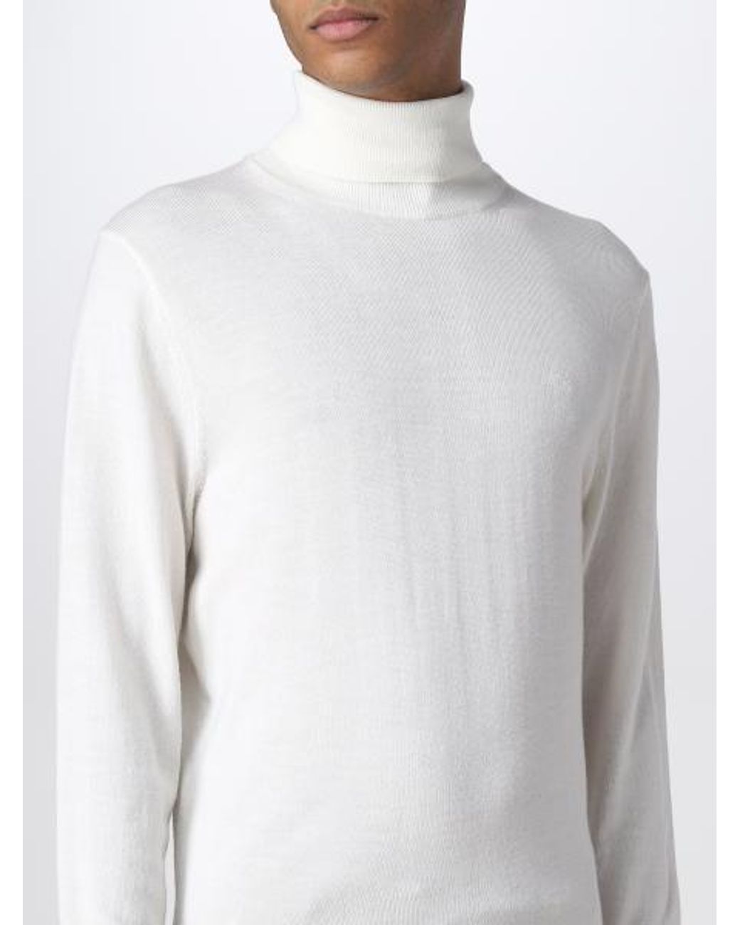Calvin Klein White High-Necked Wool Sweater for men