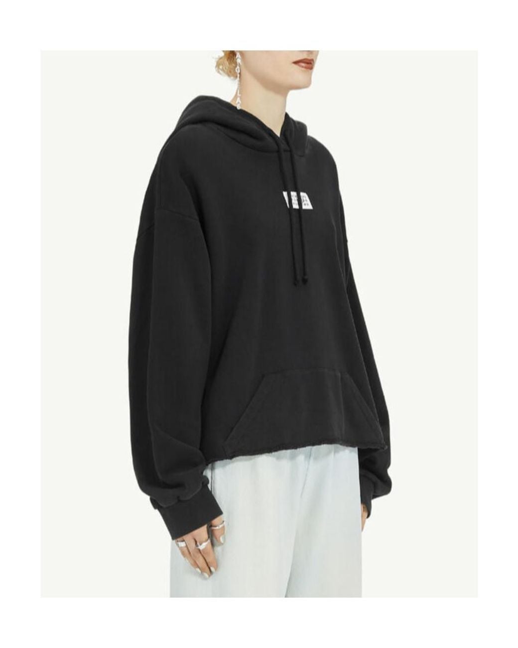 MM6 by Maison Margiela Black Drop Shoulder Hoodie