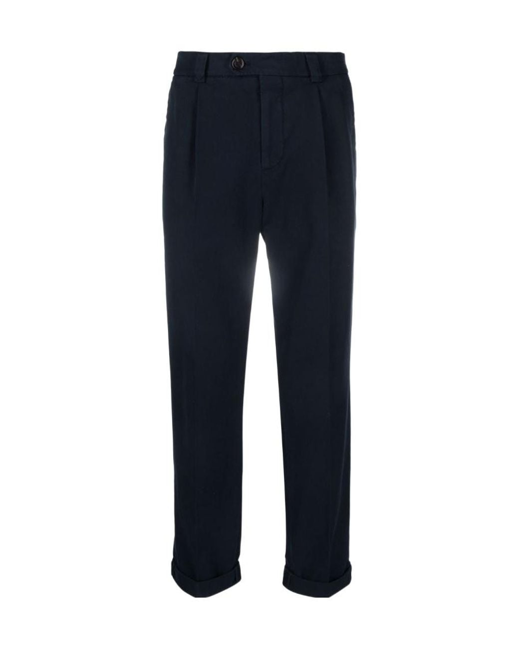 Brunello Cucinelli Blue Leisure-Fit Pleated Gabardine Trousers for men