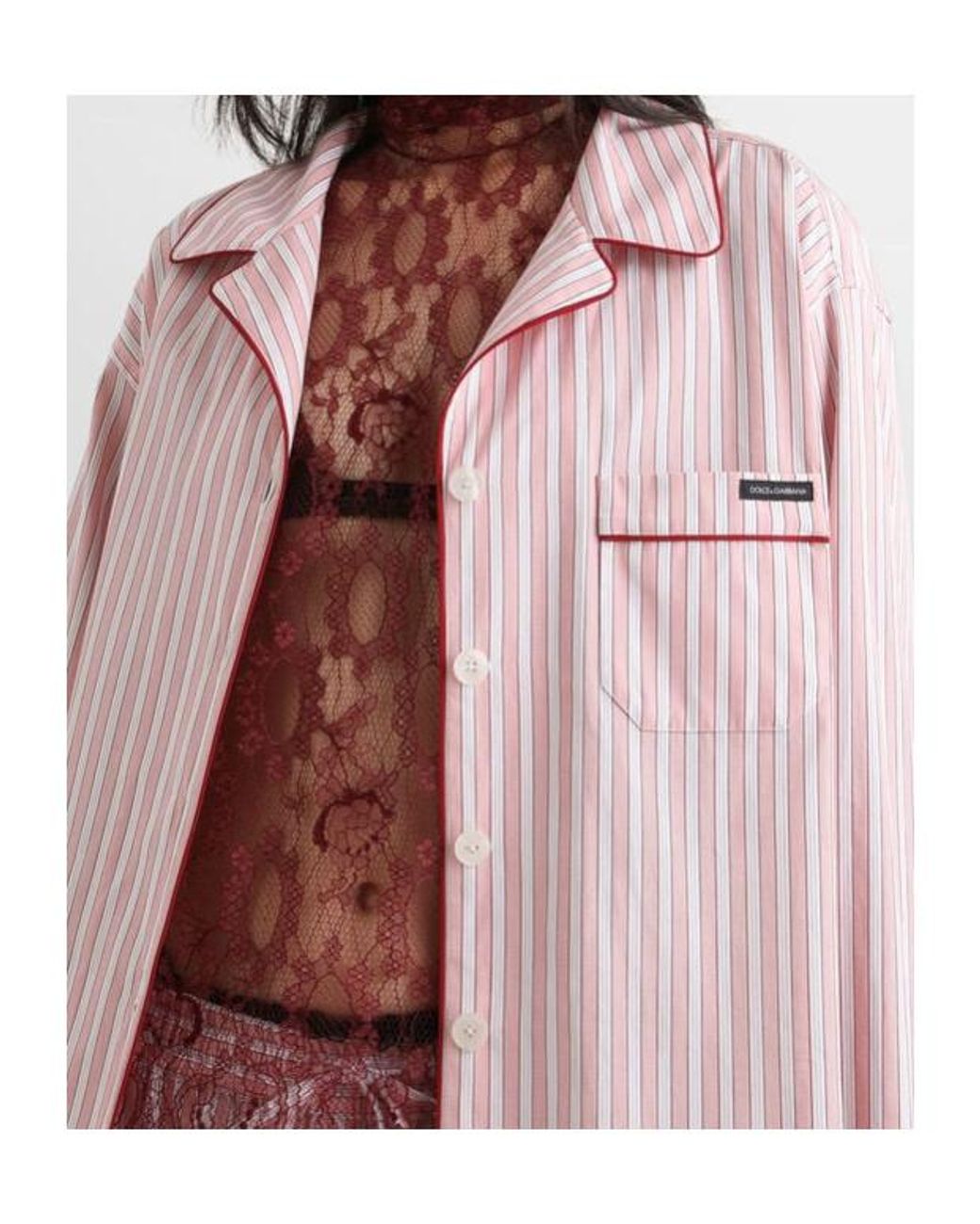 Dolce & Gabbana Pink Cotton-Silk Stripe Shirt