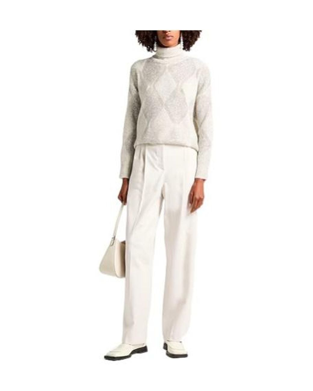 Brunello Cucinelli White Lightweight Long-Sleeve Knit Sweater