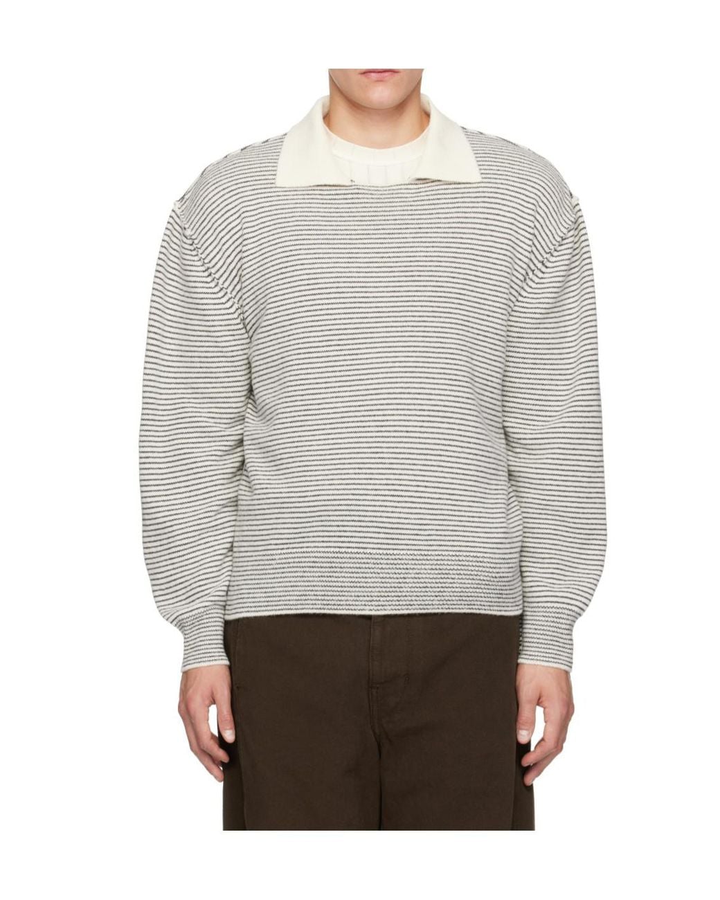 mfpen Gray Charming Striped Polo Sweater for men