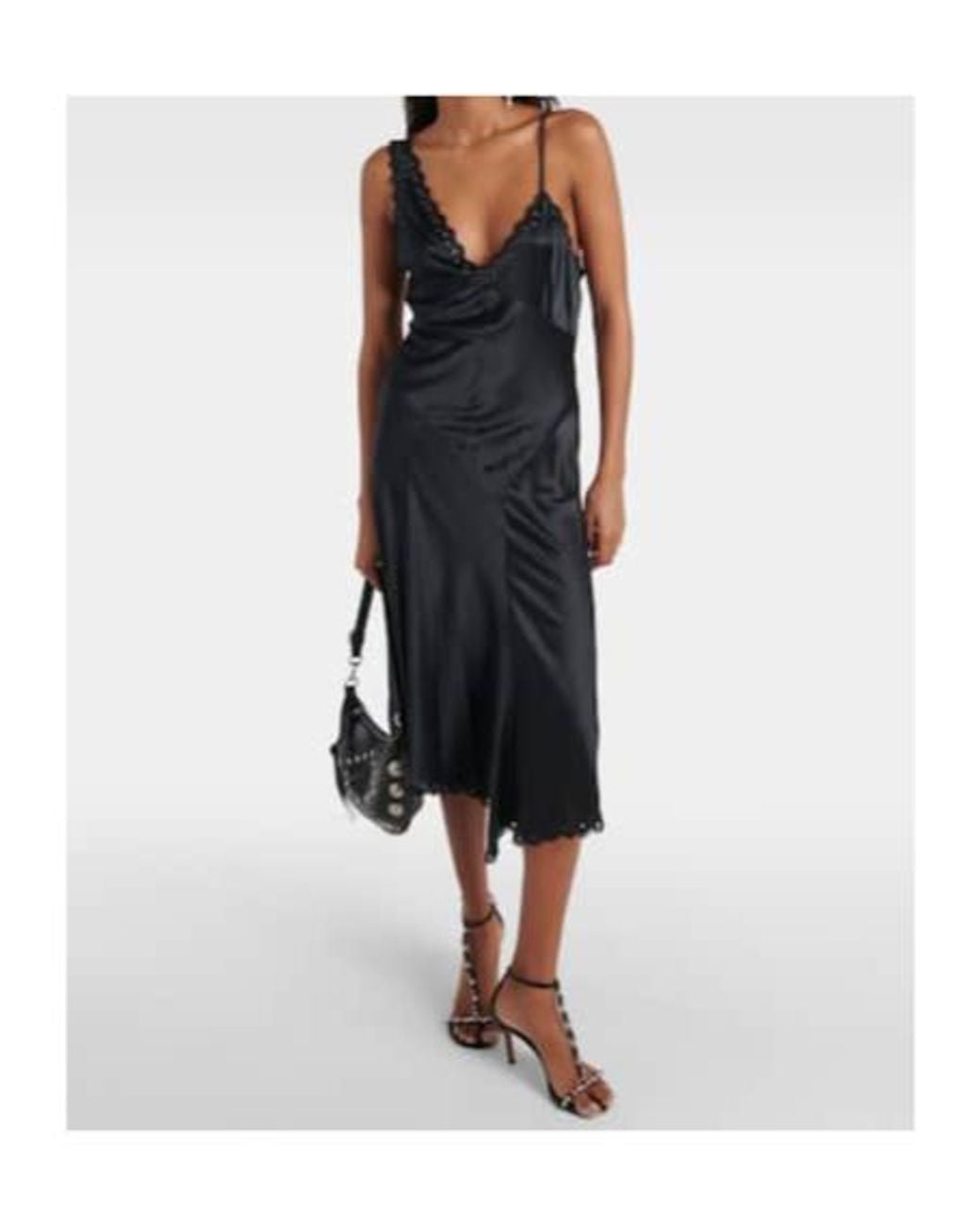 Isabel Marant Black Ayrich Embroidered Silk Midi Dress