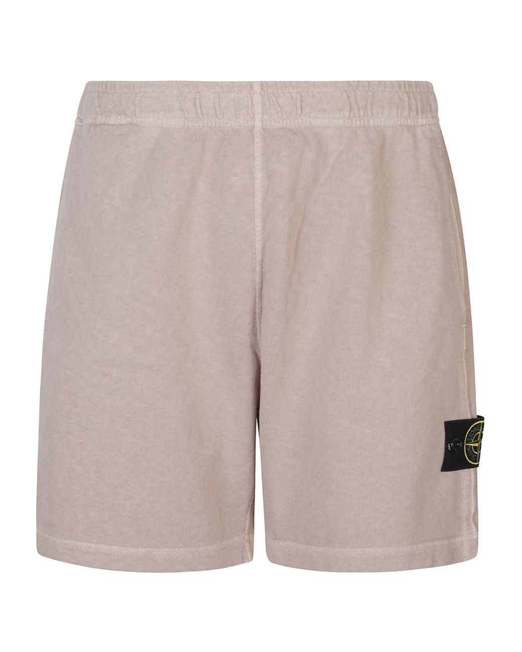 Stone Island Gray Logo-Patch Elasticated Shorts for men