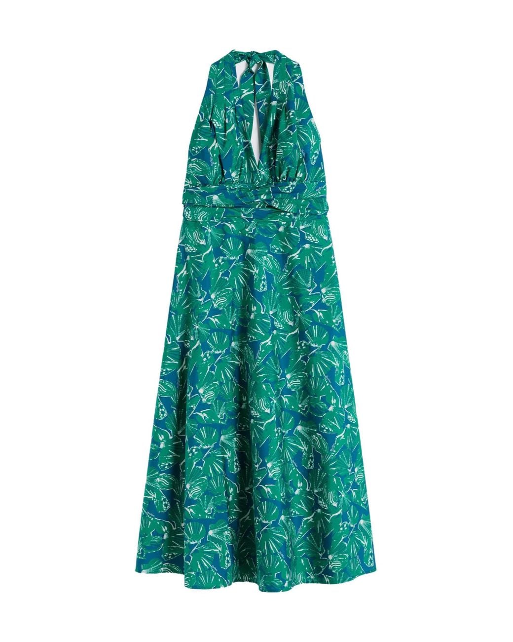 Max Mara Green Halterneck Printed Dress