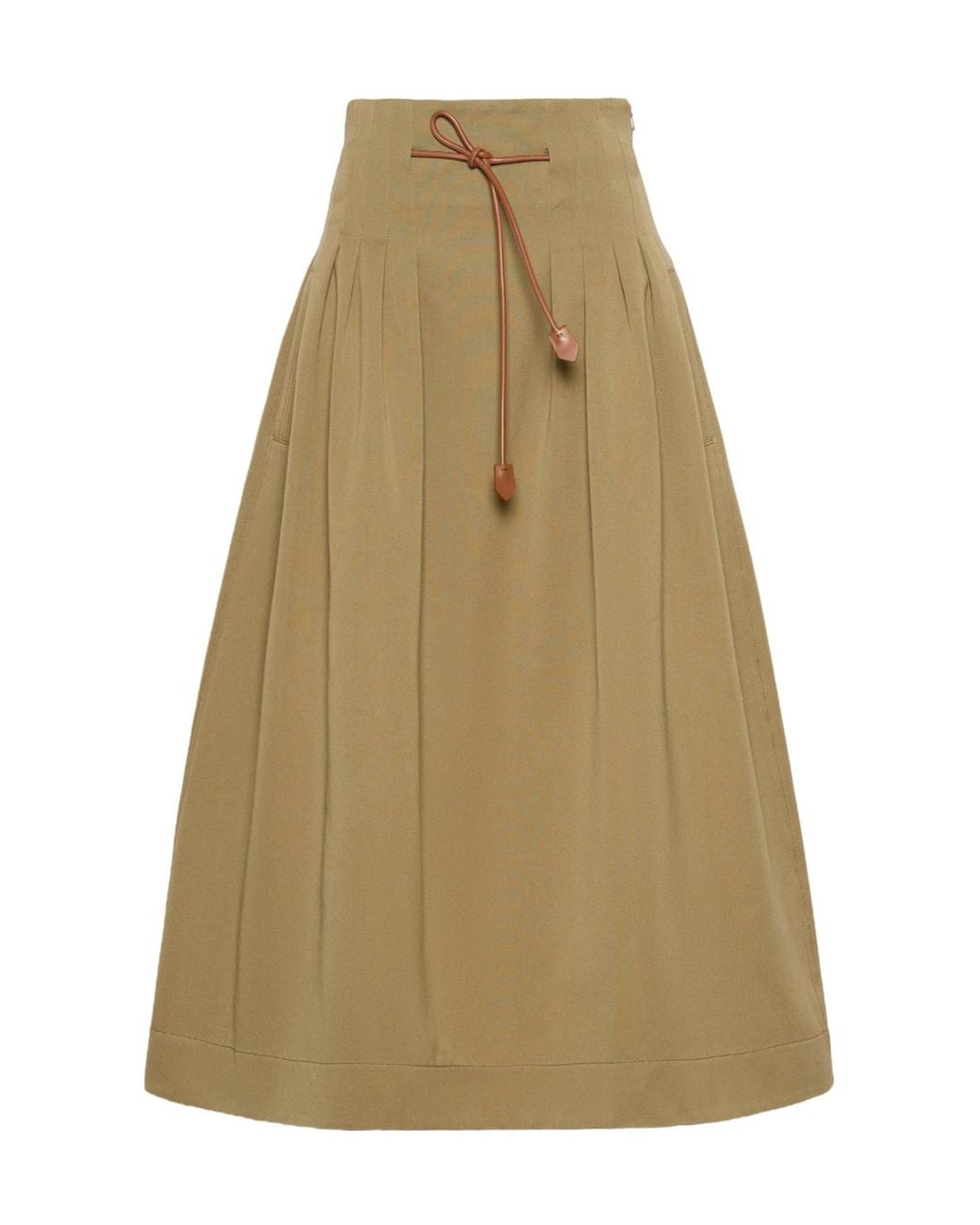 Max Mara Natural Cotton Pleated Midi Skirt