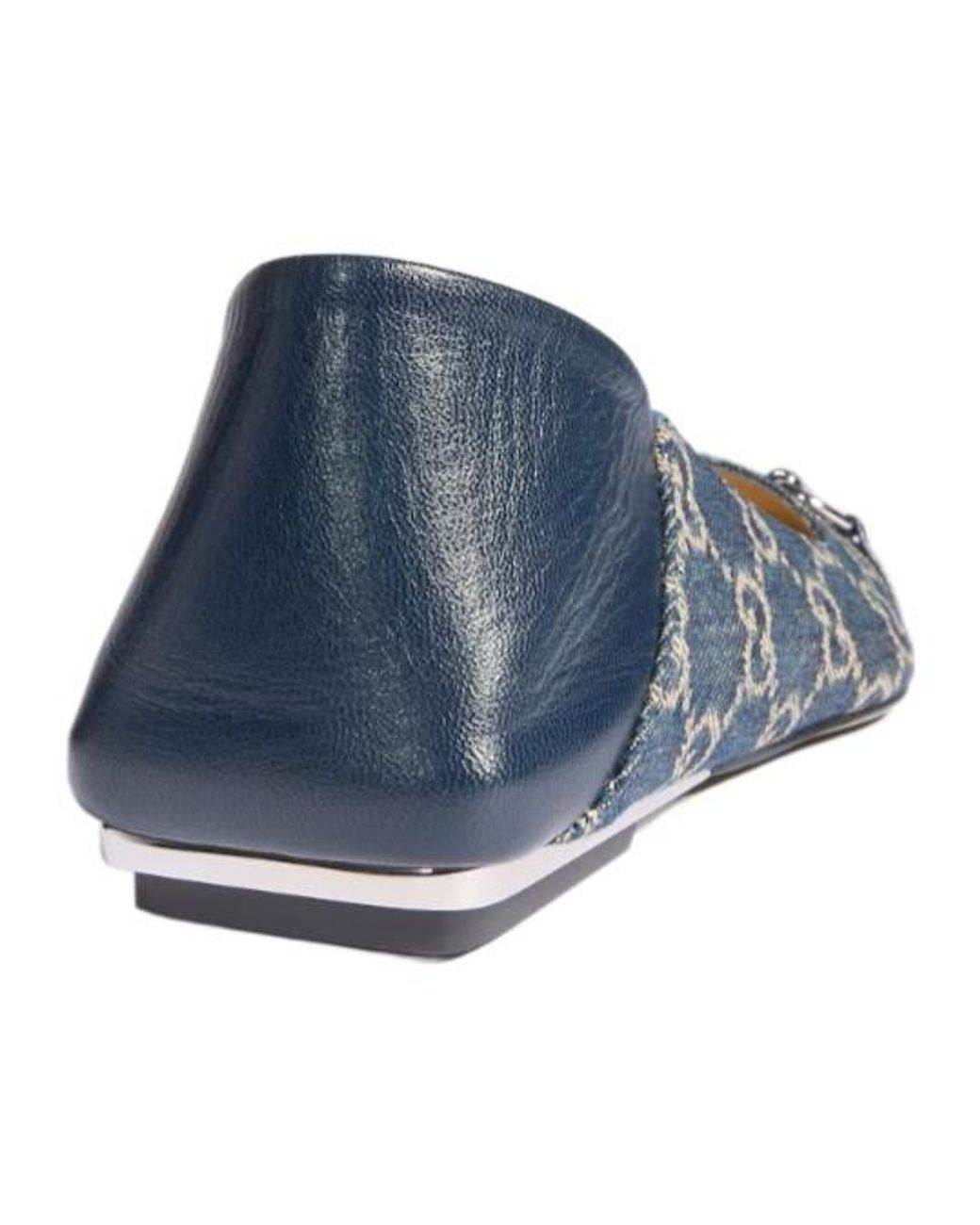 Gucci Blue Vittoria Logo Ballet Flats